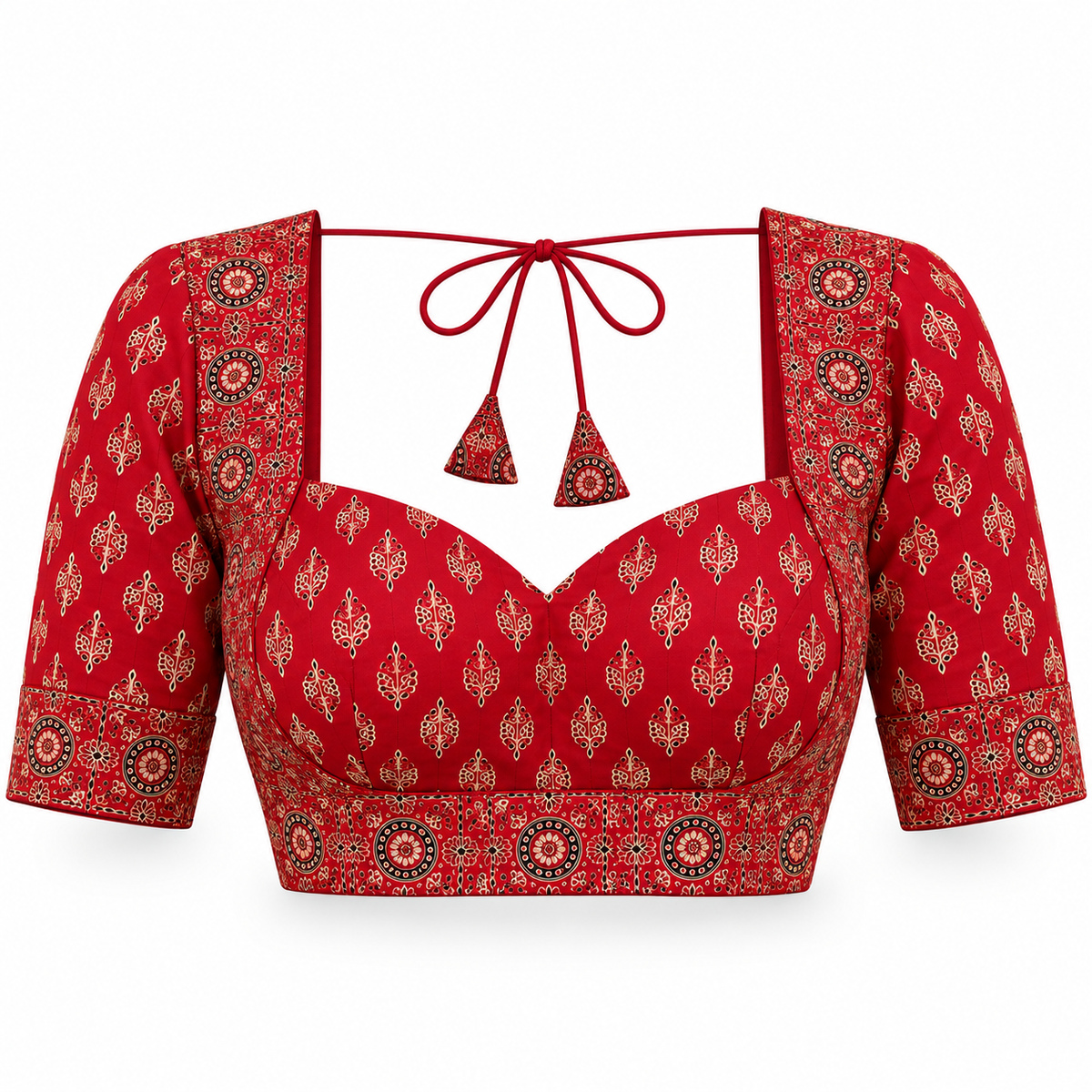 Ruby Red Ajrakh Cotton Ready-to-Wear Blouse