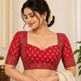 Ruby Red Ajrakh Cotton Ready-to-Wear Blouse