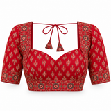 Ruby Red Ajrakh Cotton Ready-to-Wear Blouse